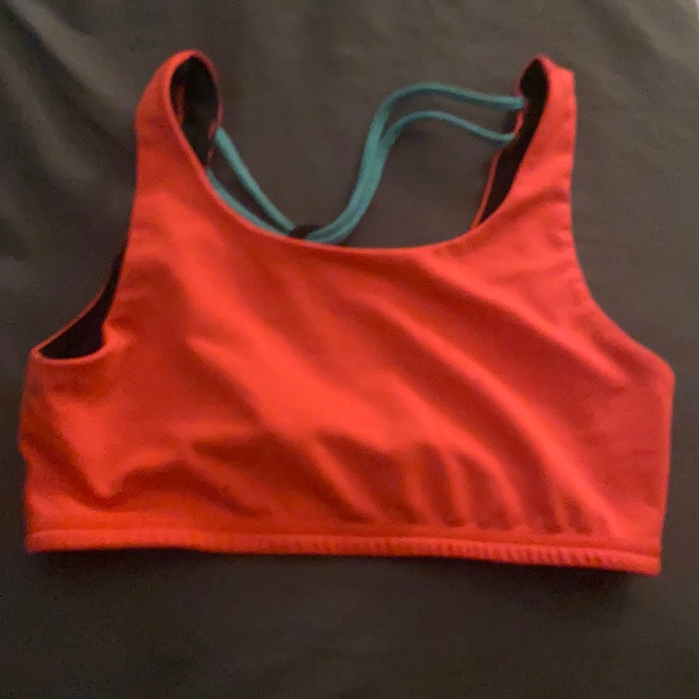neon orange sports bra